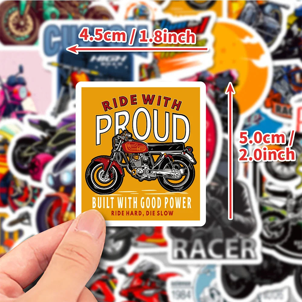 10/30/50pcs Classic Motorcycle Stickers Mountain Bike Decals Laptop Suitcase Notebook Motorcycle Cool Waterproof Sticker Toys (ONLINE ORDER ONLY)