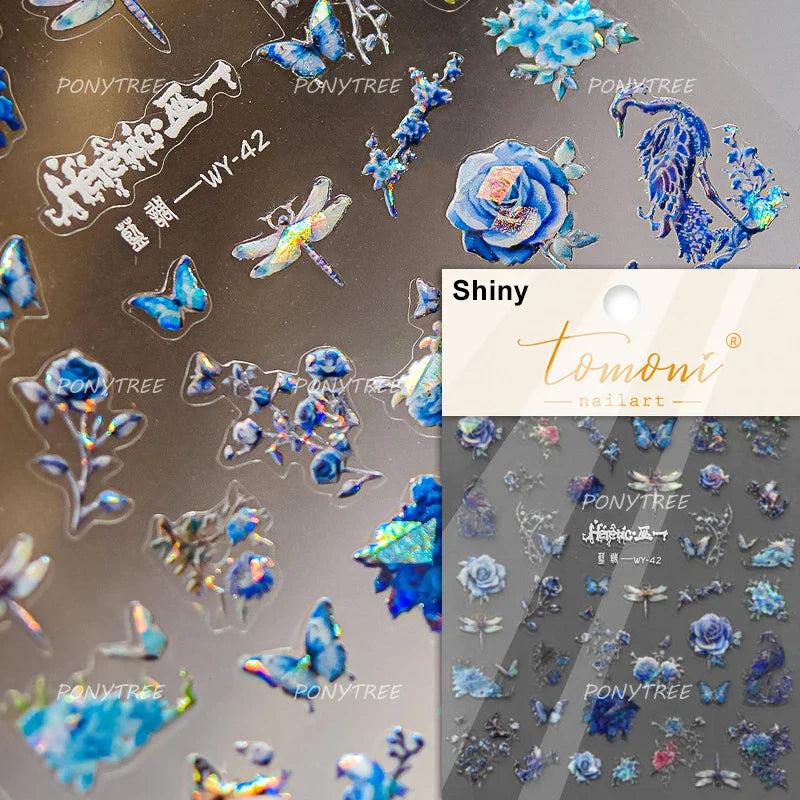 Lace Butterfly Hollow Out Fabric Romantic Flower Pattern Chic Adhesive Nail Art Sticker Rhinestone Manicure Decals Nail Supplies (ONLINE ORDER ONLY)