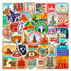 10/30/50PCS Building Landmark Vintage Travel Stickers Graffiti DIY Phone Luggage Laptop Guitar Suitcase Skateboard Kids Sticker (ONLINE ORDER ONLY)