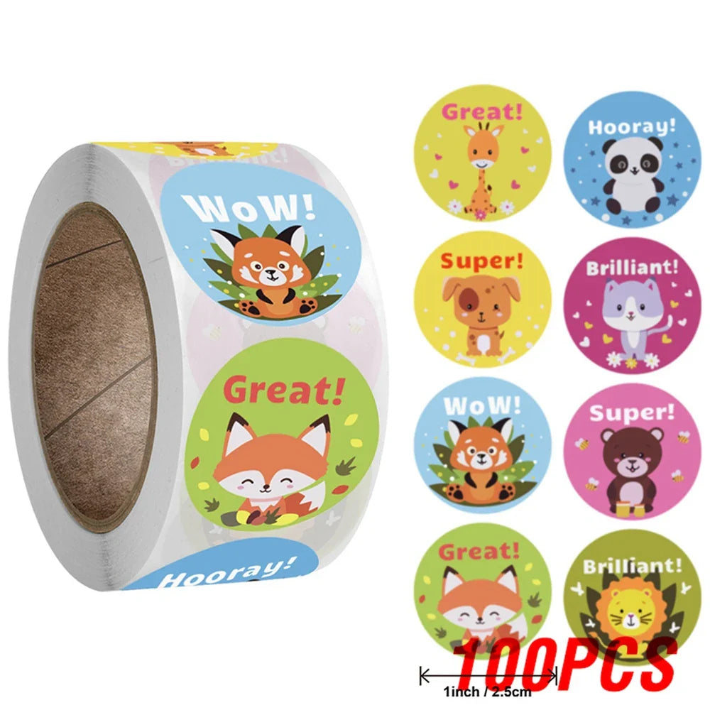 100-500pcs Kids Reward Stickers Puppy Dog Cat Encouragement Labels for Teachers Cute Animals Sticker Stationery Pegatinas (ONLINE ORDER ONLY)