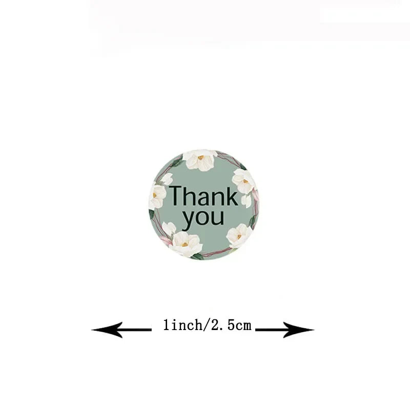 100-500PCS seals stickers Thank You Stickers for Business New Small Merci Roll Sticker Packaging Sticker Flower Rolling Label (ONLINE ORDER ONLY)