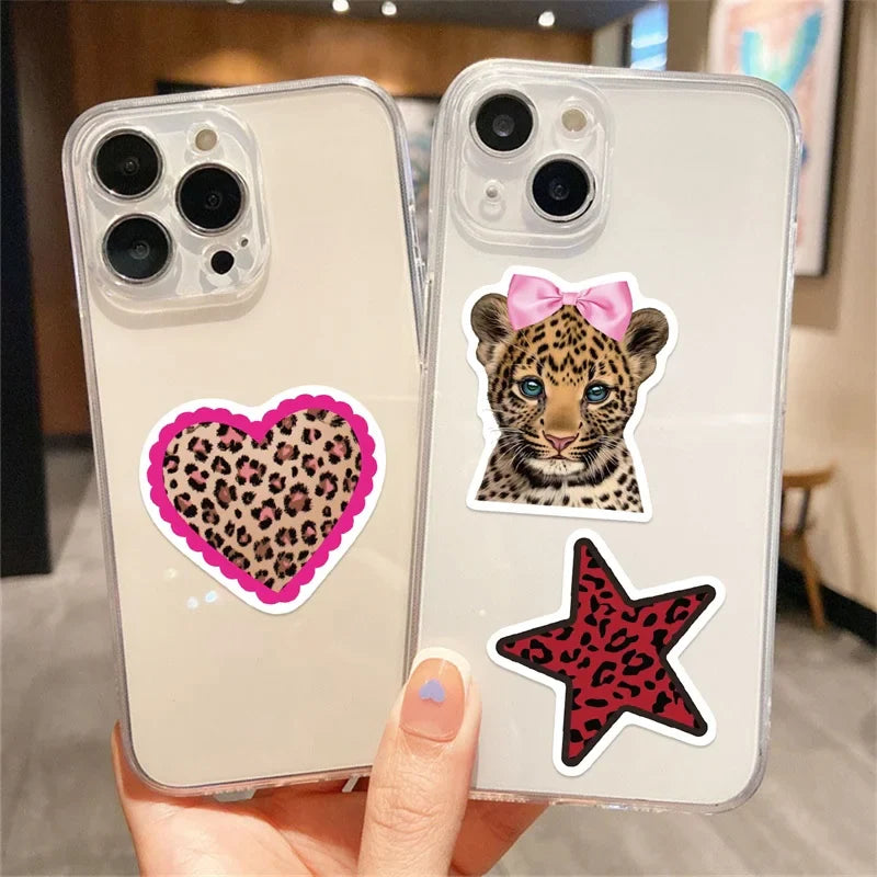 10/30/50PCS Kawaii Leopard Print Sticky PVC Sticker Aesthetic Children's Stationery DIY Decoration Scrapbooking School Supplies (ONLINE ORDER ONLY)