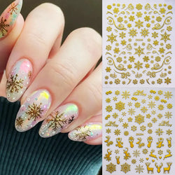 12pcs Cute Christmas Nail Decals Santa Claus Elk Penguin Snowman Cartoon Nail Stickers 3D Self-adhesive Sliders Manicure Decor * (Online Order Only)