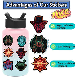 10/30/50PCS Cool Horror Monster Neon Light Stickers Graffiti Halloween Decoration Wall Decal DIY Luggage Phone Laptop Bike Toys (ONLINE ORDER ONLY)