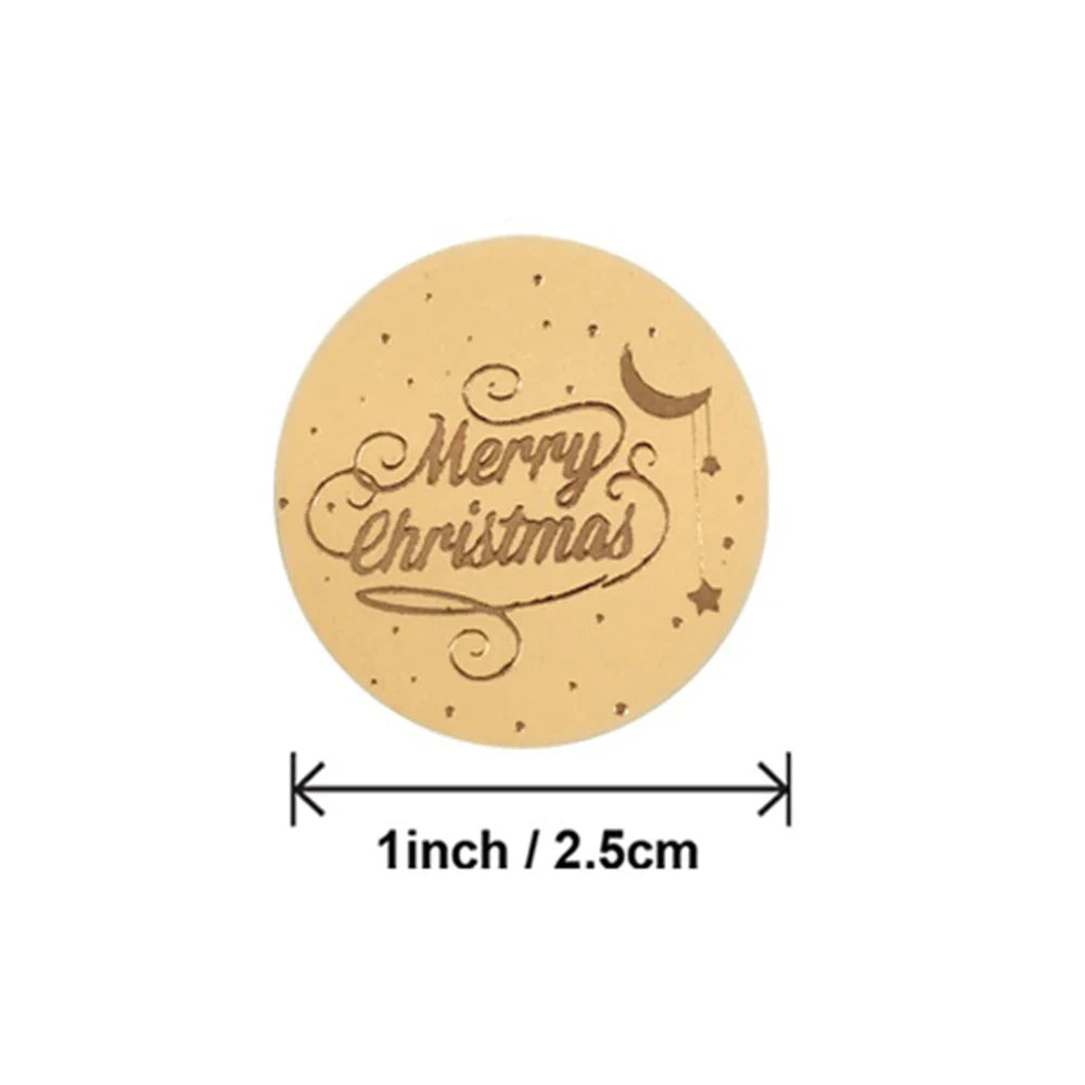 Rose Gold Merry Christmas Stickers Scrapbook 1inch 100-500pcs Sealing Label Stickers For Party DIY Packaging Stationery Stickers (ONLINE ORDER ONLY)