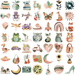 50pcs Aesthetic Boho Art Stickers Scrapbooking Laptop Notebook Decals for Kids Girl Toy Bohemian Graffiti Vintage Retro Sticker (ONLINE ORDER ONLY)