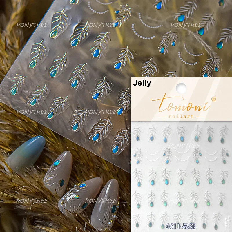 Transparent Purple Pink Gradient Wing Pinion Feather Housefly Wings Shiny Adhesive Nail Art Decoration Stickers Manicure Decals (ONLINE ORDER ONLY)