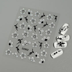 1pcs 5D Floral Nail Art Stickers Acrylic Flowers Decals with Glitter Self-Adhesive Elegant Silver Black Blossoms Theme Nail Art* (ONLINE ORDER ONLY)