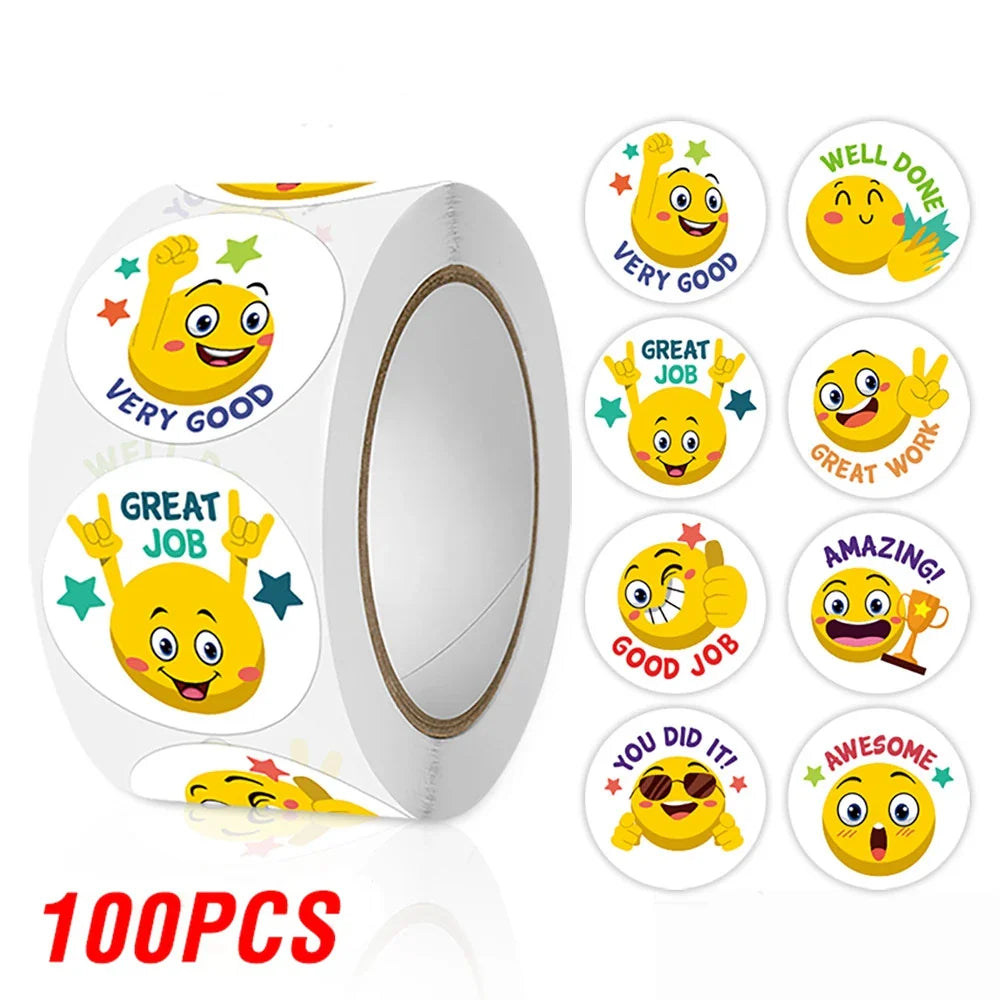 100-500pcs Reward Stickers For Kids Teacher Cartoon Incentive Stickers For School Supplies Classroom Teacher Students (Online Order Only)