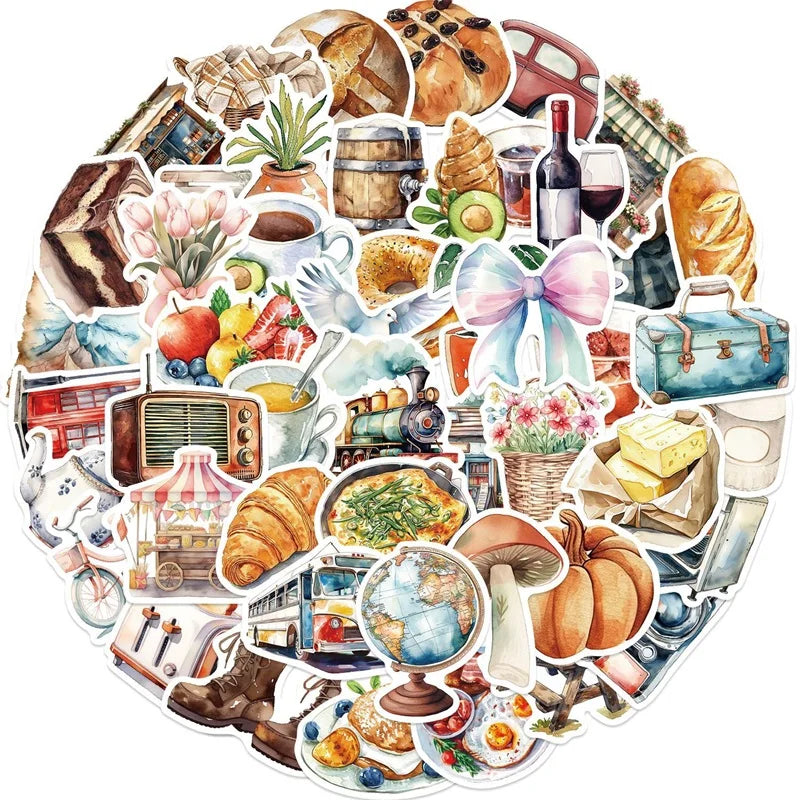 10/30/50PCS Cute Bread Life PVC Sticker Aesthetic Children's Decoration Scrapbooking Korean Stationery School Supplies for Kids (ONLINE ORDER ONLY)