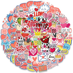 50/100pcs Valentine Stickers For Notebook Car Laptop Scrapbooking Material Adesivos Craft Supplies Vintage Pink Love Sticker (ONLINE ORDER ONLY)