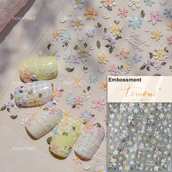 White Flower Colourful Butterfly Pearl Petal Beautiful Garden Charming Plant 5D Self Adhesive Nail Art Stickers Manicure Decals (ONLINE ORDER ONLY)