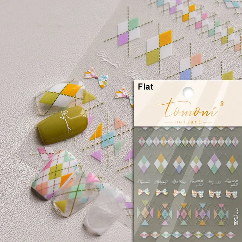 Shiny Colorful Color Block Fragment Square Fragment Grid Rhombus 3D Self Adhesive Nail Art Stickers Rhinestone Manicure Decals (Online Order Only)