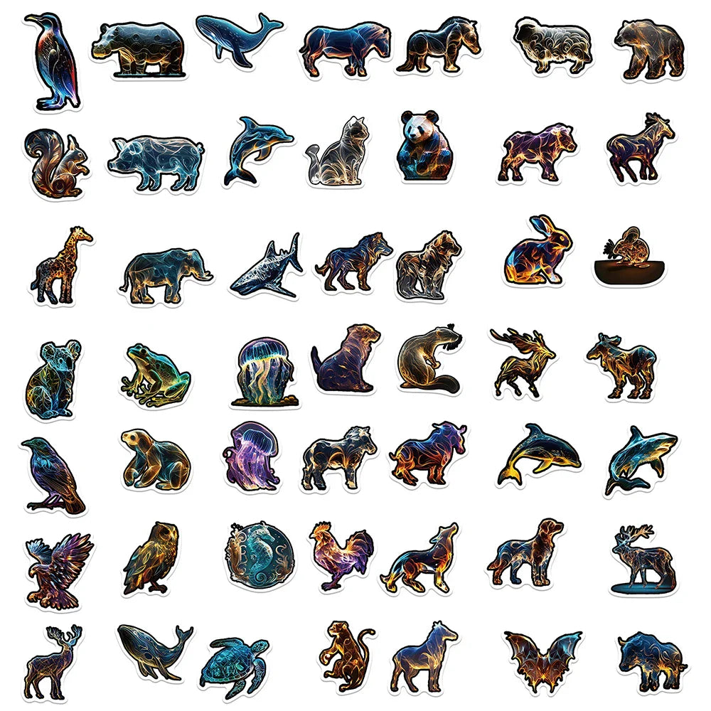 10/30/50PCS Cool Neon Style Animal Sticker PVC Waterproof Graffiti Sticker DIY Fridge Stationery Phone Notebook Car Decals Toys (ONLINE ORDER ONLY)