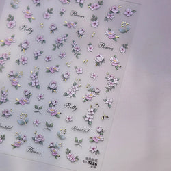 Pink Hot Stamping Flower Charm Peach Blossom Canglan Clover Daisy Pearl Self Adhesive Nail Art Decoration Sticker Manicure Decal (ONLINE ORDER ONLY)