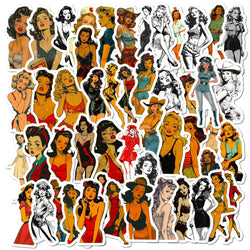 Sexy Girl Stickers Retro Cartoon Decals Waterproof for Laptop Phone Guitar Car Bike (ONLINE ORDER ONLY)