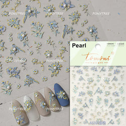 Hazy Feeling Bluestar-Amsonia Hubristic Blue Star Flower Floral Print 5D Soft Embossed Adhesive Nail Art Sticker Manicure Decals (ONLINE ORDER ONLY)