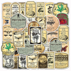 10/30/50pcs Vintage Magic Potion Label Sticker Packs (ONLINE ORDER ONLY)