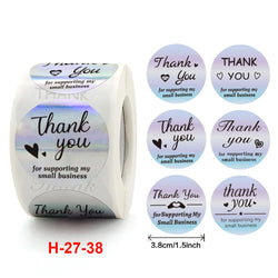 500 Pcs 1.5inch/3.8cm Round Laser English Thank You Gift Seal Sealing Stickers with Waterproof Wedding Holiday Label (ONLINE ORDER ONLY)
