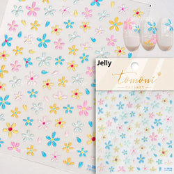 Embossed Shiny Vigor Sunflower Turnsole Vitality Butterfly Daisy Oil Painting Plant 5D Adhesive Nail Art Sticker Manicure Decals (ONLINE ORDER ONLY)