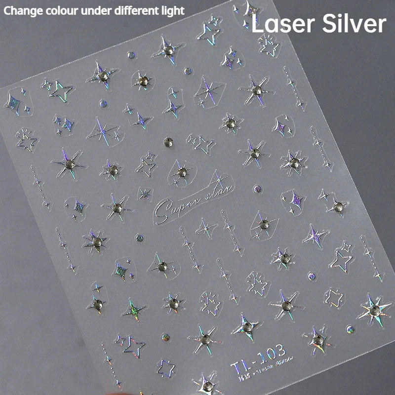 Dreamy Moon Star Cloud Butterfly Starrylight Rhinestone 5D Soft Embossed Relief Nail Art Sticker 3D Decal Decoration Manicure (ONLINE ORDER ONLY)
