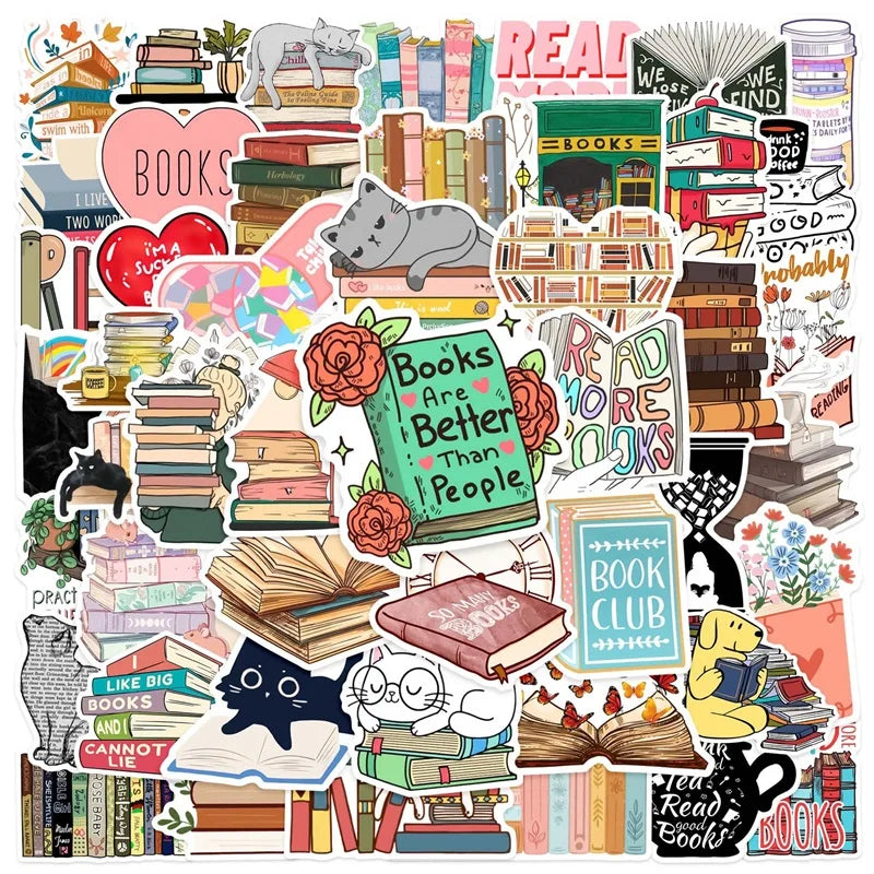 10/30/50PCS Cartoon Animal Reading Children's PVC Sticker Aesthetic Decoration Scrapbooking Stationery School Supplies for Kids (ONLINE ORDER ONLY)