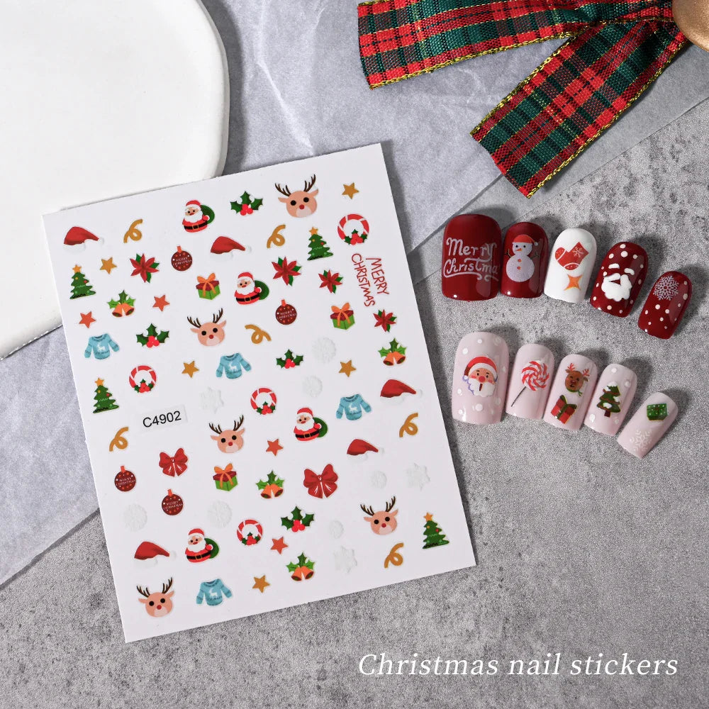 Merry Christmas Penguin Nail Art Sticker 3D Slider Deer Santa Claus Decal New Year Nail Decorations Sticker Manicure Accessories (ONLINE ORDER ONLY)