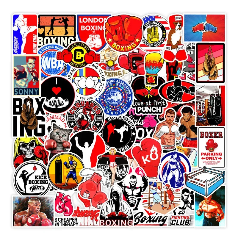 Boxing Graffiti Stickers 10/25/50pcs for Luggage, Water Bottle, Phone, Laptop, Guitar, Scrapbook, Helmet, Car, Wall Decal (ONLINE ORDER ONLY)