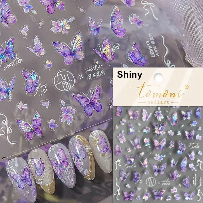 Dreamy Chic Butterfly Flower Bowknot Square Rhinestone Crystal 5D Self Adhesive Nail Art Stickers Fantasy Shiny Manicure Decals (ONLINE ORDER ONLY)