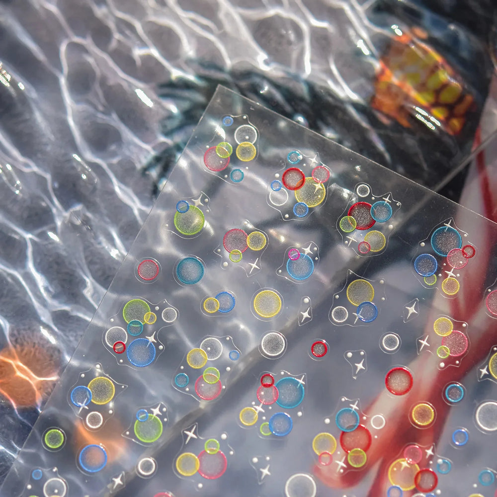 Colorful Bubbles Star Shiny Dreamy Glass Shards Flat 5D Soft Embossed Relief Self Adhesive Nail Art Sticker Chic Manicure Decal (ONLINE ORDER ONLY)