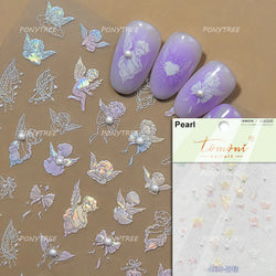 Transparent Purple Pink Gradient Wing Pinion Feather Housefly Wings Shiny Adhesive Nail Art Decoration Stickers Manicure Decals (ONLINE ORDER ONLY)