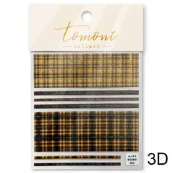 Geometric French Style Colorful Square Grid Rhombus Line Stripe Bowknot 3D Self Adhesive Nail Art Stickers Shiny Manicure Decals (ONLINE ORDER ONLY)
