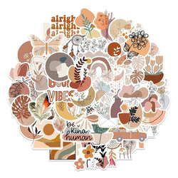 10/30/50PCS Kawaii Bohemian Flower Sticker Aesthetic PVC Decoration Scrapbooking Children's Stationery School Supplies for Kids (ONLINE ORDER ONLY)