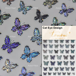 Butterfly Flower Hollow Out Lace Delicate Floral Print Shiny Cloth Block Insect Self Adhesive Nail Art Stickers Manicure Decals (Online Order Only)
