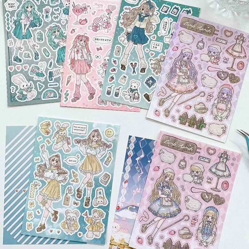 Sweet Cool Campus Girl Series Sticker Scrapbooking DIY Album Decoration Sticker Aesthetic Personalized Kawaii Stationery (ONLINE ORDER ONLY)