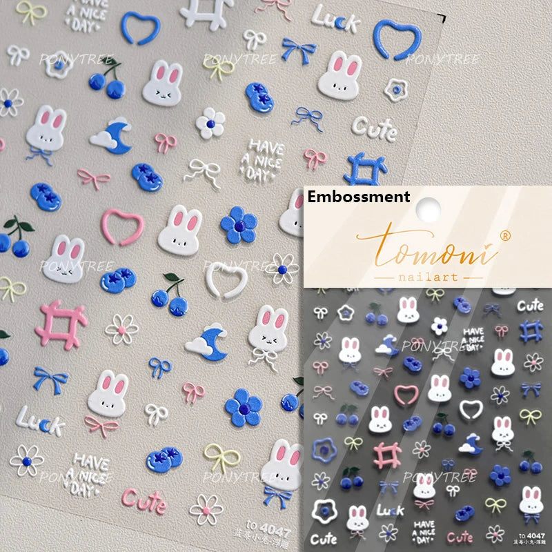 Vibrant and Lively Pullulate Purple Blue Snow Orchid Flower Garden Springtime Adhesive Nail Art Sticker Chic 3D Manicure Decals (Online Order Only)