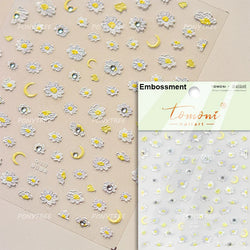 Embossed Shiny Vigor Sunflower Turnsole Vitality Butterfly Daisy Oil Painting Plant 5D Adhesive Nail Art Sticker Manicure Decals (ONLINE ORDER ONLY)
