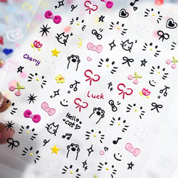 1 Sheet 5D Embossed Nail Art Stickers Graffiti Heart Flower Design Nail Art Decals Self-Adhesive DIY Manicure Nail Art Supplies* (ONLINE ORDER ONLY)
