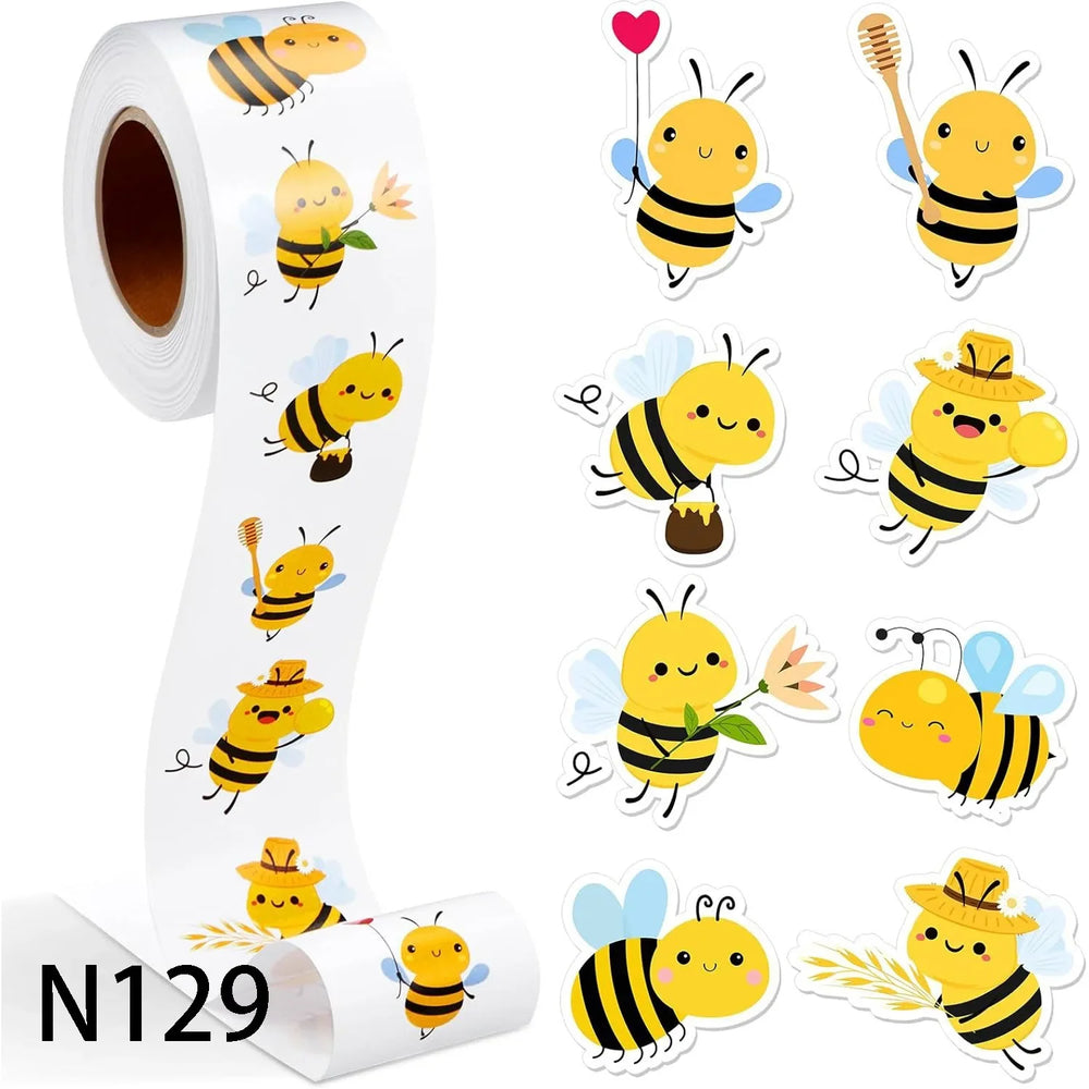 50-500pcs Cartoon Bee Animal Stickers Children Cute Decals DIY Skateboard Bike Fridge Hand Account Reward Sealing Label Sticker (ONLINE ORDER ONLY)