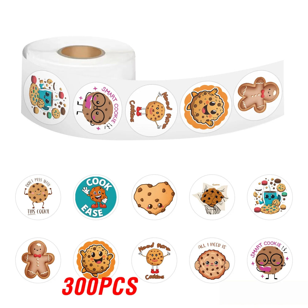 100-500pcs Cartoon Cookies Stickers for Yummy Dessert Sticker for Stationery Scrapbook Phone Art Bakery Sealed Label Decal (Online Order Only)