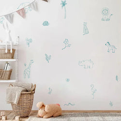 Boho Animal Wall Stickers: Elephant & Giraffe Nursery Decals (Online Order Only)