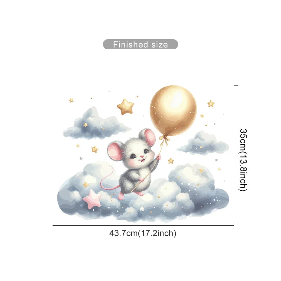 Cloud Balloon Cartoon Mouse Bear Wall Stickers Kids Room Decor (Online Order Only)