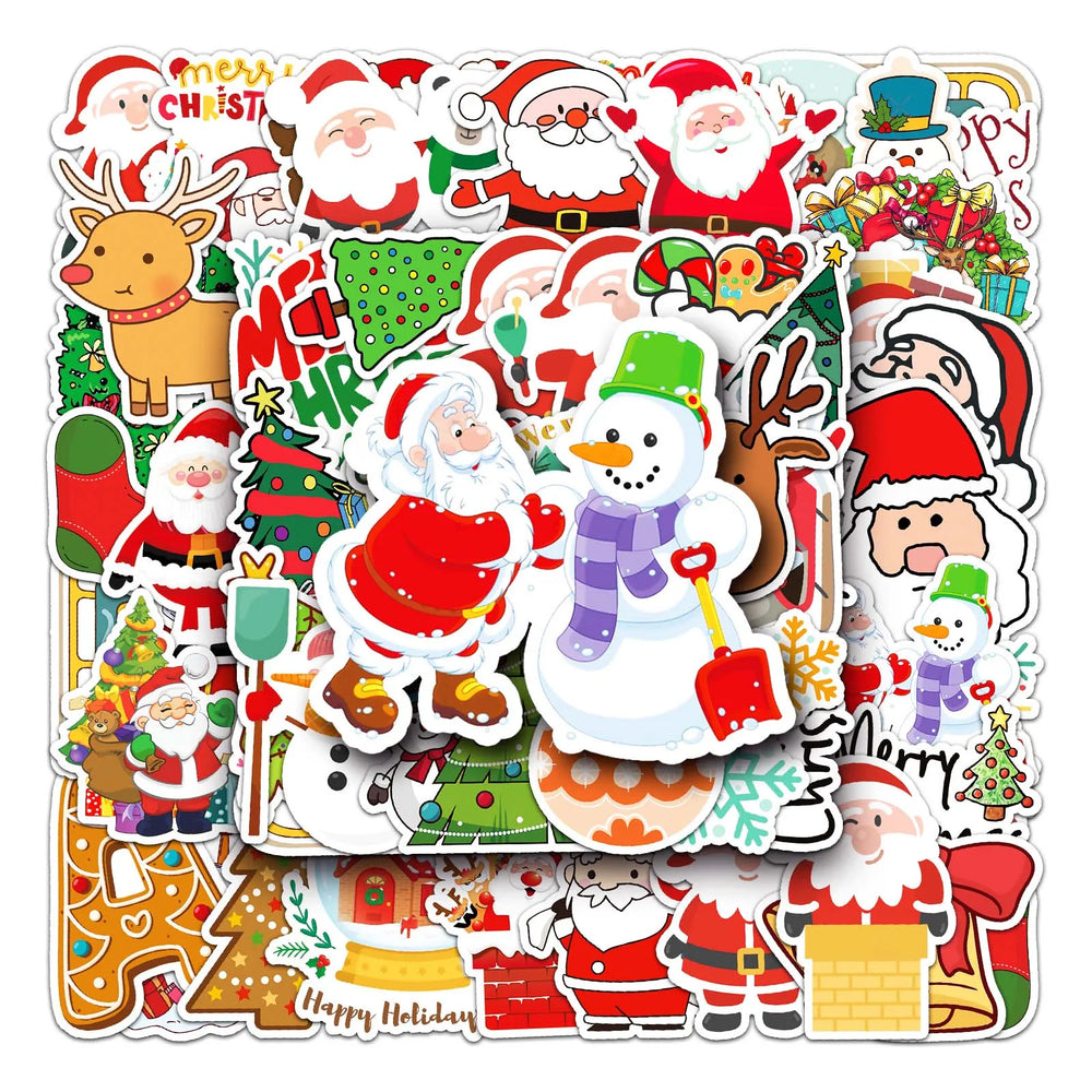 50Pcs Christmas Cartoon Waterproof Vinyl Stickers for Skateboard Snowboard (Online Order Only)