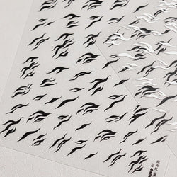 Chic Halo Dyeing Zebra Stripes Tender Black White Line Design Crescent Moon Arc Adhesive Nail Art Sticker Relief Manicure Decals (Online Order Only)