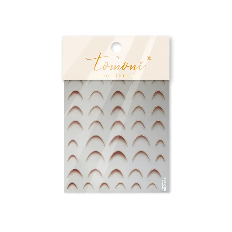 Geometric White Black Red Romantic French Arc Illusion Curve Embossed Relief Self Adhesive Nail Art Stickers 3D Manicure Decals (ONLINE ORDER ONLY)