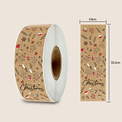 150pcs/roll Merry Christmas Stickers Kraft Paper Christmas Gift Packaging Labels For Envelopes Cards Gift Baking Decoration (ONLINE ORDER ONLY)
