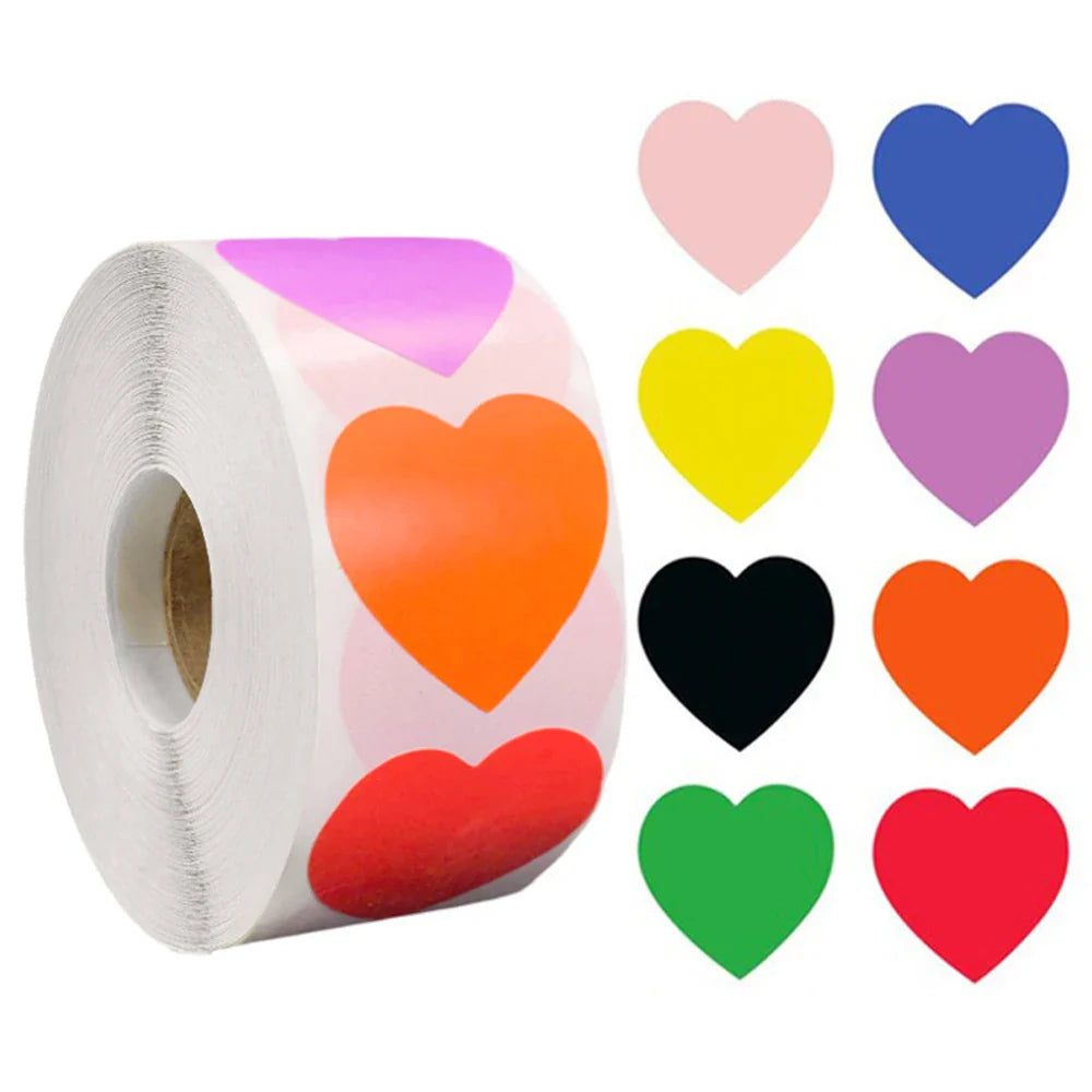100-500pcs Chroma Heart Labels Stickers Color Code Dot Labels Stickers 1 Inch Red,blue,pink,black,custom Stickers Stationery (ONLINE ORDER ONLY)