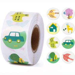 100-500pcs Children Reward Sticker 1inch Round Animal Lables for School Teacher Classroom Encourage Student Stationery Sticker (Online Order Only)