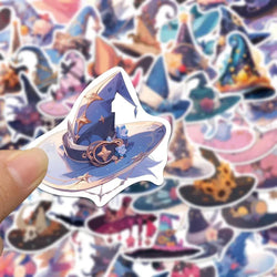 10/30/50pcs Cartoon Magic Witch Hat Cute Stickers Aesthetic Decals DIY Fridge Laptop Phone Suitcase Decoration Sticker Kids Toys (ONLINE ORDER ONLY)