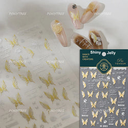 Butterfly Flower Hollow Out Lace Delicate Floral Print Shiny Cloth Block Insect Self Adhesive Nail Art Stickers Manicure Decals (Online Order Only)